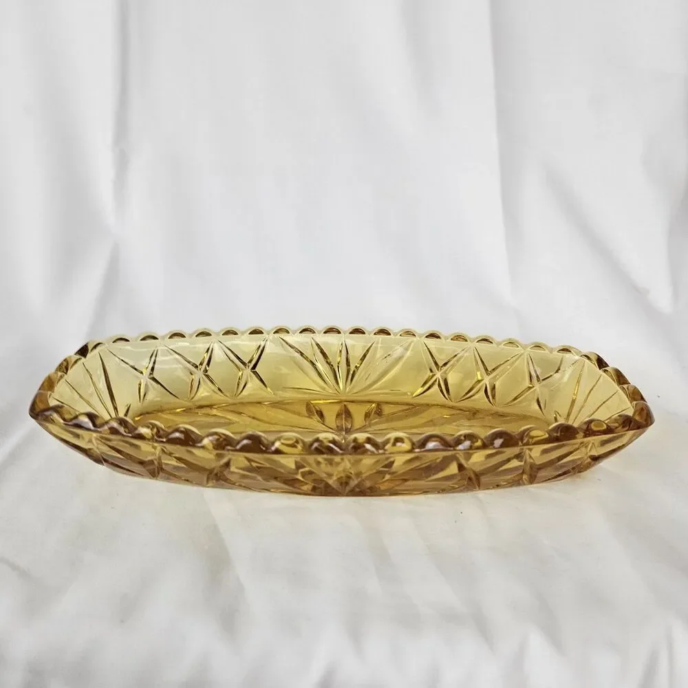 Vintage Hazel-Atlas Amber Relish Celery Dish Glass 9.5